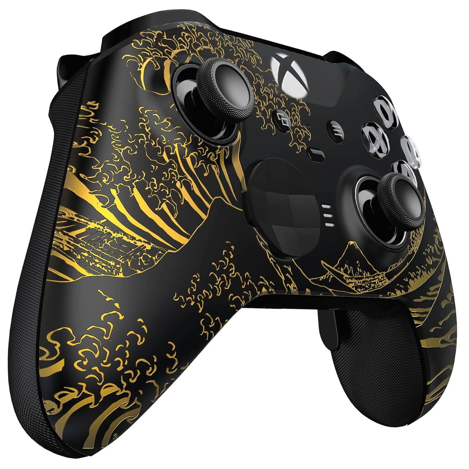 Left. Custom Controllerzz - Custom Elite Series 2 Wireless Controller for Xbox Series X, Xbox Series S, Xbox One - Golden Waves.