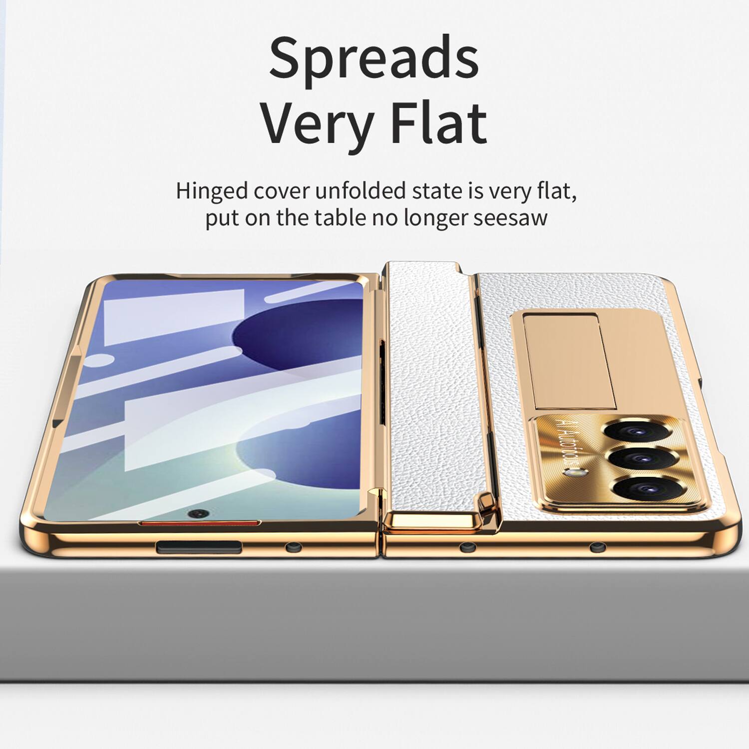 Spreads Very Flat  
Hinged cover unfolded state is very flat, put on the table no longer seesaw