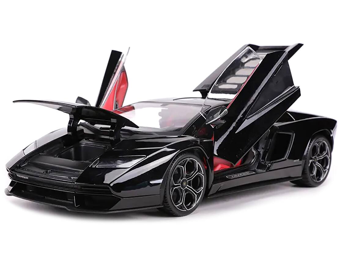 Angle. Maisto - Lamborghini Countach LPI 800-4 Black with Red Interior "Special Edition" 1/18 Diecast Model Car by Maisto - Black and Red.