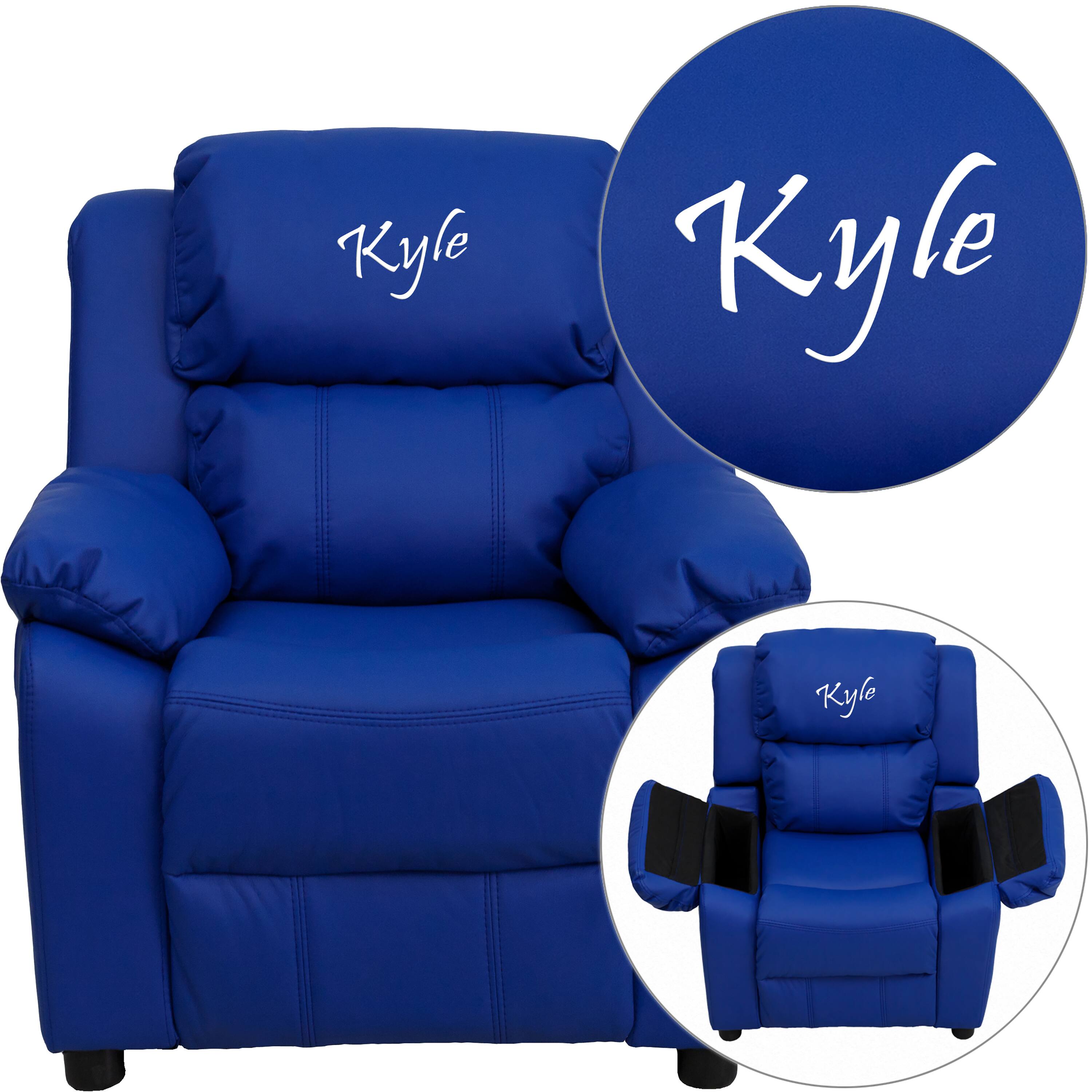 Flash Furniture Personalized Deluxe Padded Vinyl Kids Recliner with ...