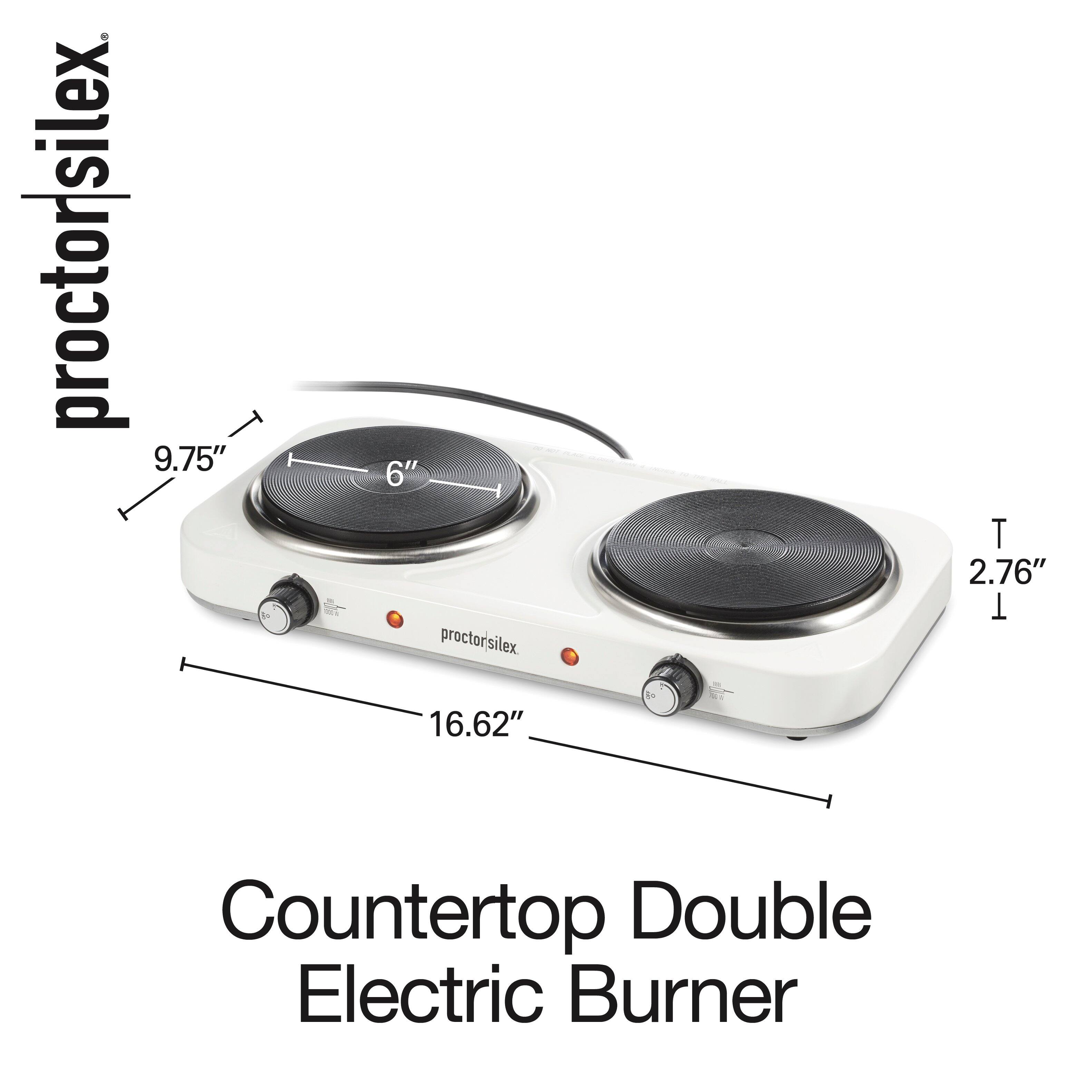 proctor/silex 9.75" 6" proctor/silex 16.62" Countertop Double Electric Burner