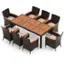 Angle. Costway - 9PCS Patio Wicker Dining Set Acacia Wood Table Top Umbrella Hole Cushions Chairs - Beige.