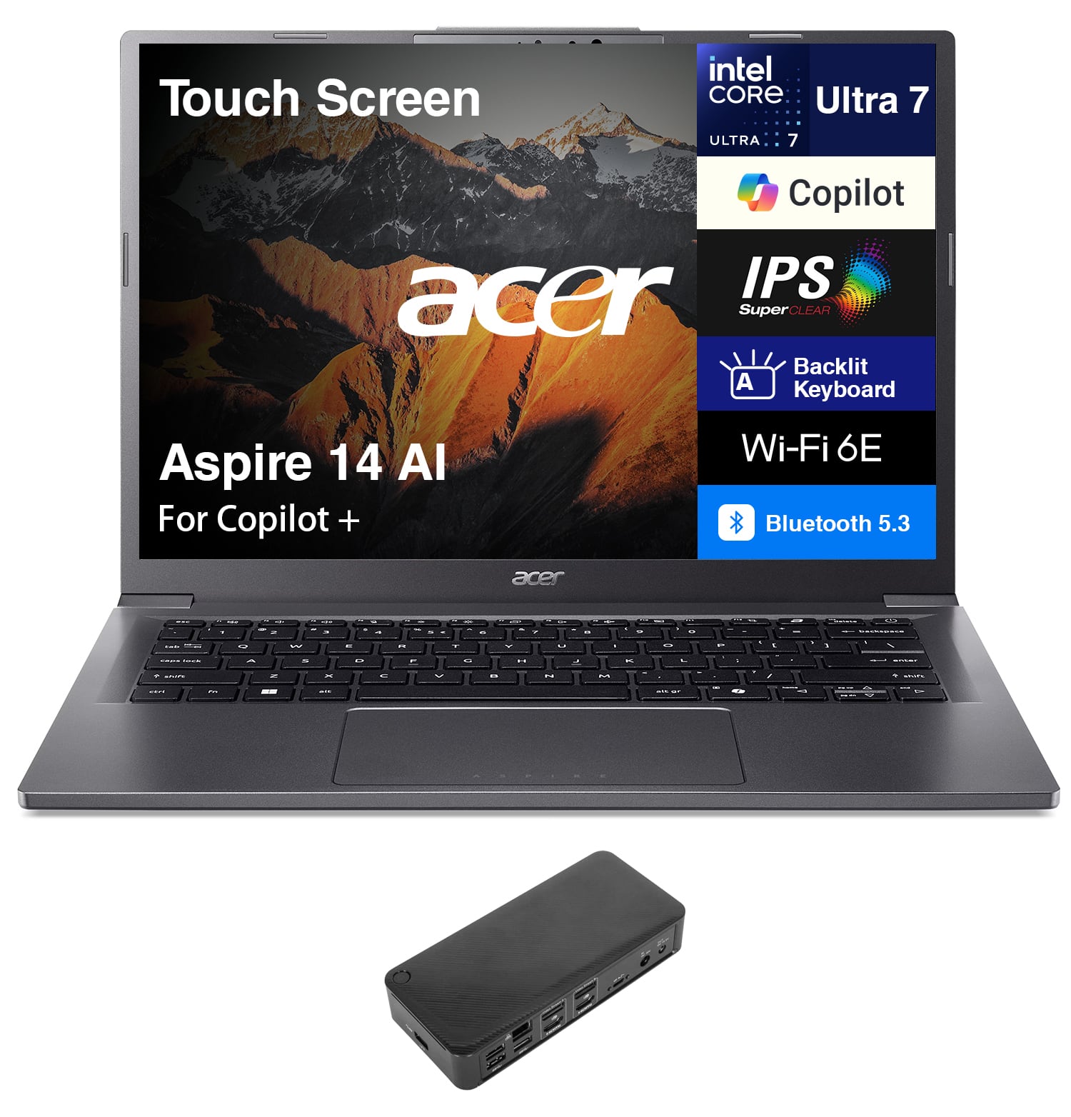 Acer - Aspire 14 AI Laptop 14.0 WUXGA (Intel Ultra 7-258V, 32GB LPDDR5X, 1TB PCIe SSD, Intel Arc 140V, Win 11 Pro) - Steel Gray