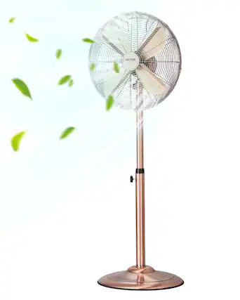 Front. VEVOR - Industrial Pedestal Fan, 16 Inch 75-Degree Oscillating Fan, Height Adjustable Standing Fans with 3 Adjustable Speeds - Copper.