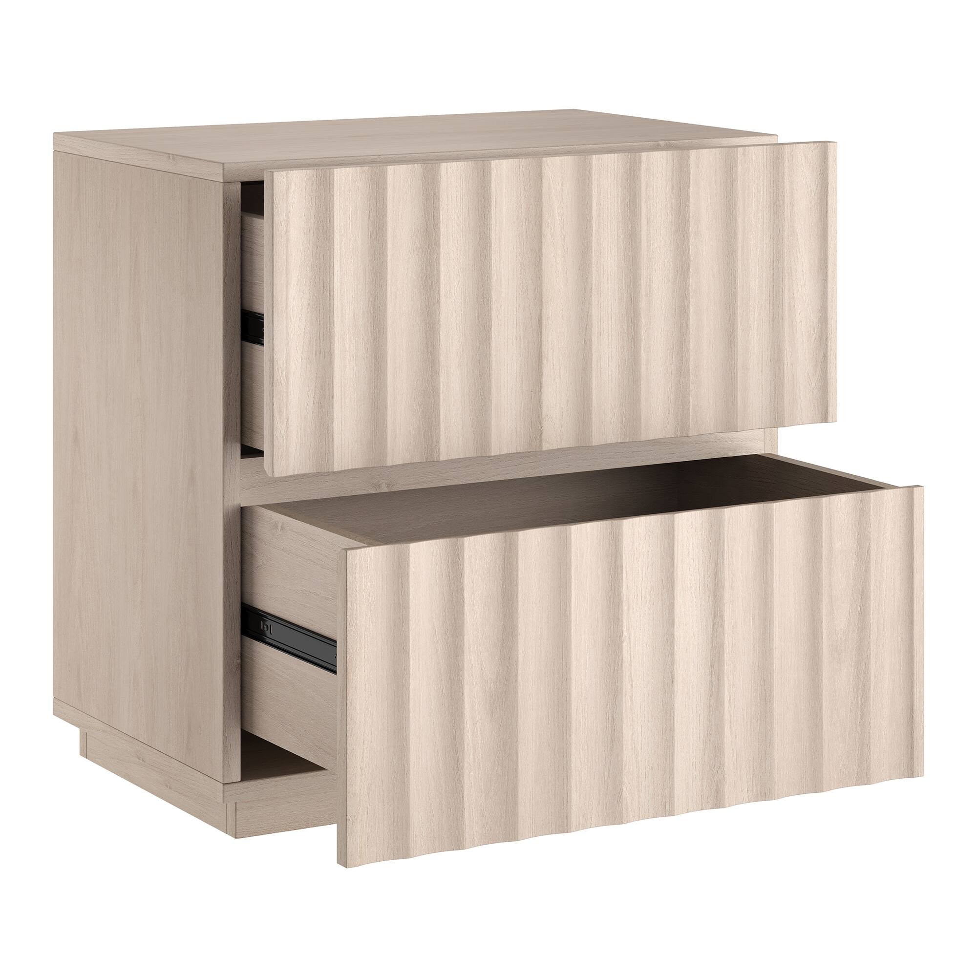 Back. Hudson&Canal - Jaylen 24" Wide Rectangular Fluted Nightstand in Alder White - White.