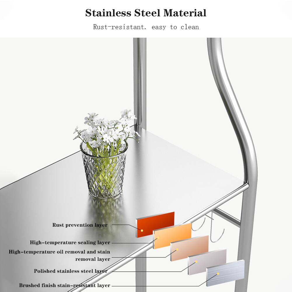 Stainless Steel Material  
Rust-resistant. easy to clean  

- Rust prevention layer  
- High-temperature sealing layer  
- High-temperature oil removal and stain removal layer  
- Polished stainless steel layer  
- Brushed finish stain-resistant layer