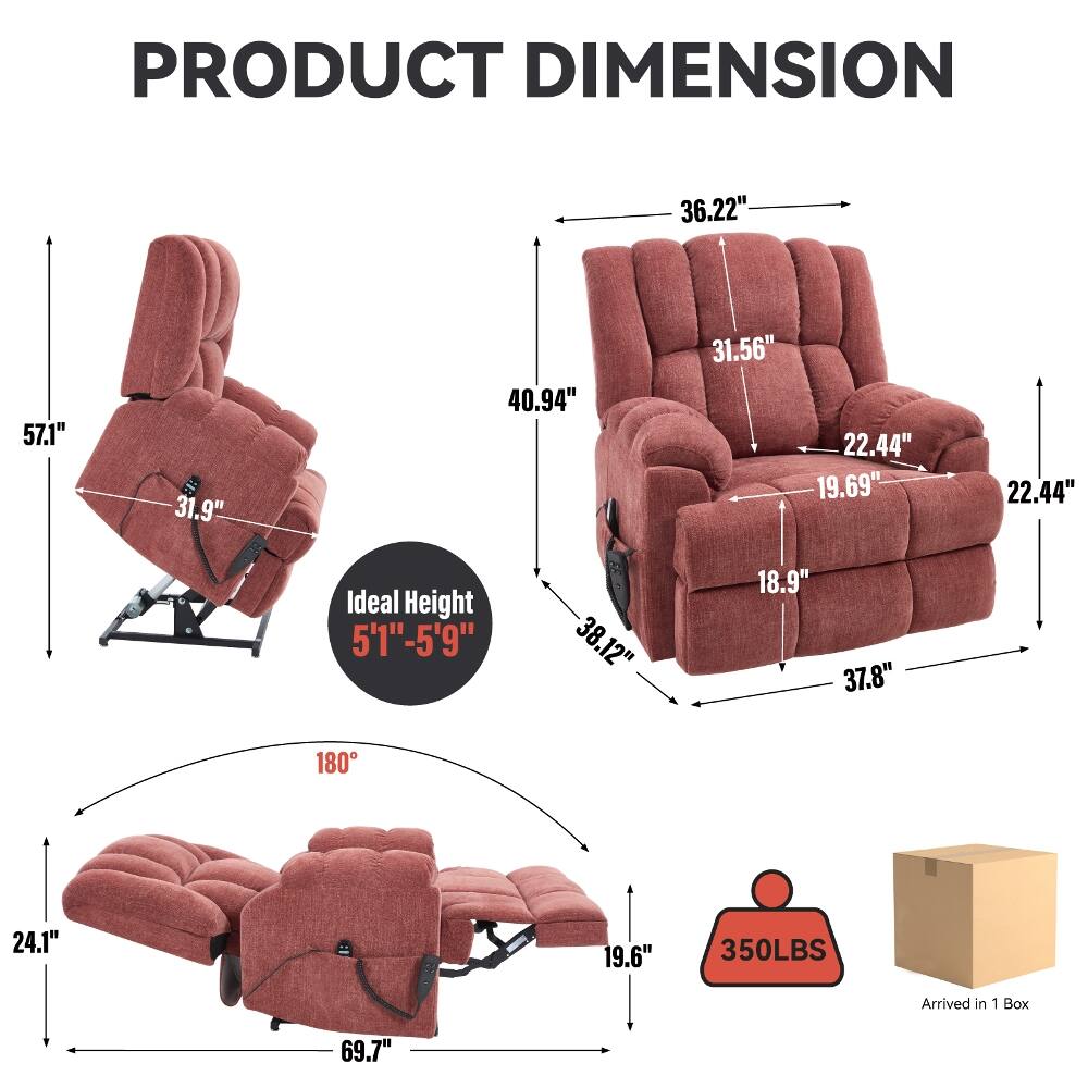 PRODUCT DIMENSION

- 36.22"
- 57.1"
- 31.9"
- 40.94"
- 31.56" 22.44" 19.69"
- 22.44"
- Ideal Height 5'1"-5'9"
- 38.12"
- 18.9" 37.8"
- 180
- 24.1"
- 19.6"
- 350LBS
- Arrived in 1 Box
- 69.7"