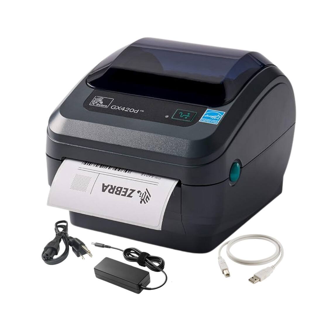 Zebra - Refurbished Excellent - GX420d Direct Thermal Desktop Label Printer (Certified Refurbished) - Black
