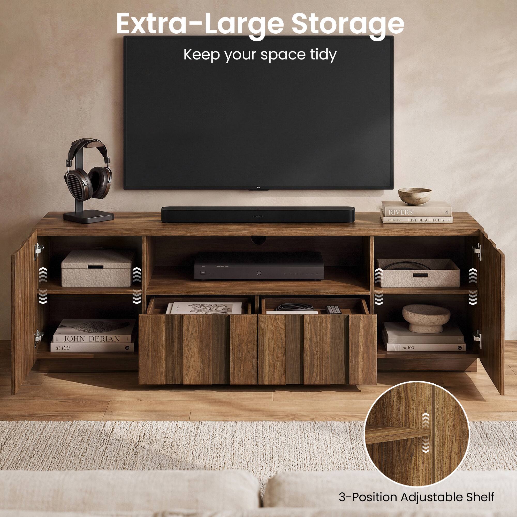 Extra-Large Storage  
Keep your space tidy  

3-Position Adjustable Shelf