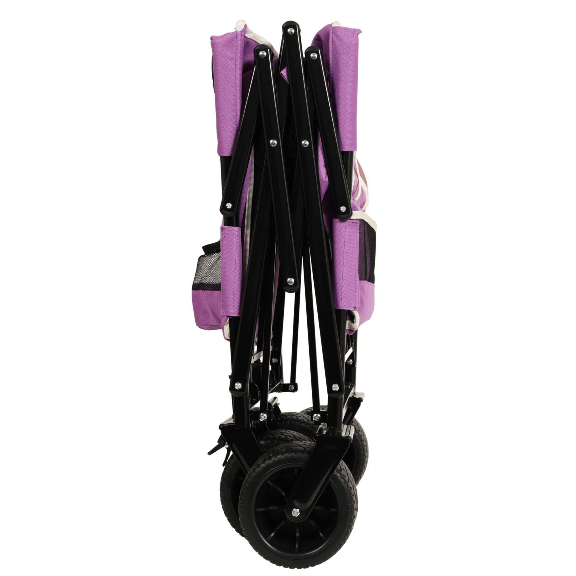 Alt View 9. Loheer - Loheer Folding Wagon Cart Heavy Duty Collapsible Utility Wagon with Seat All Terrain Wheels for Beach Camping Purple.