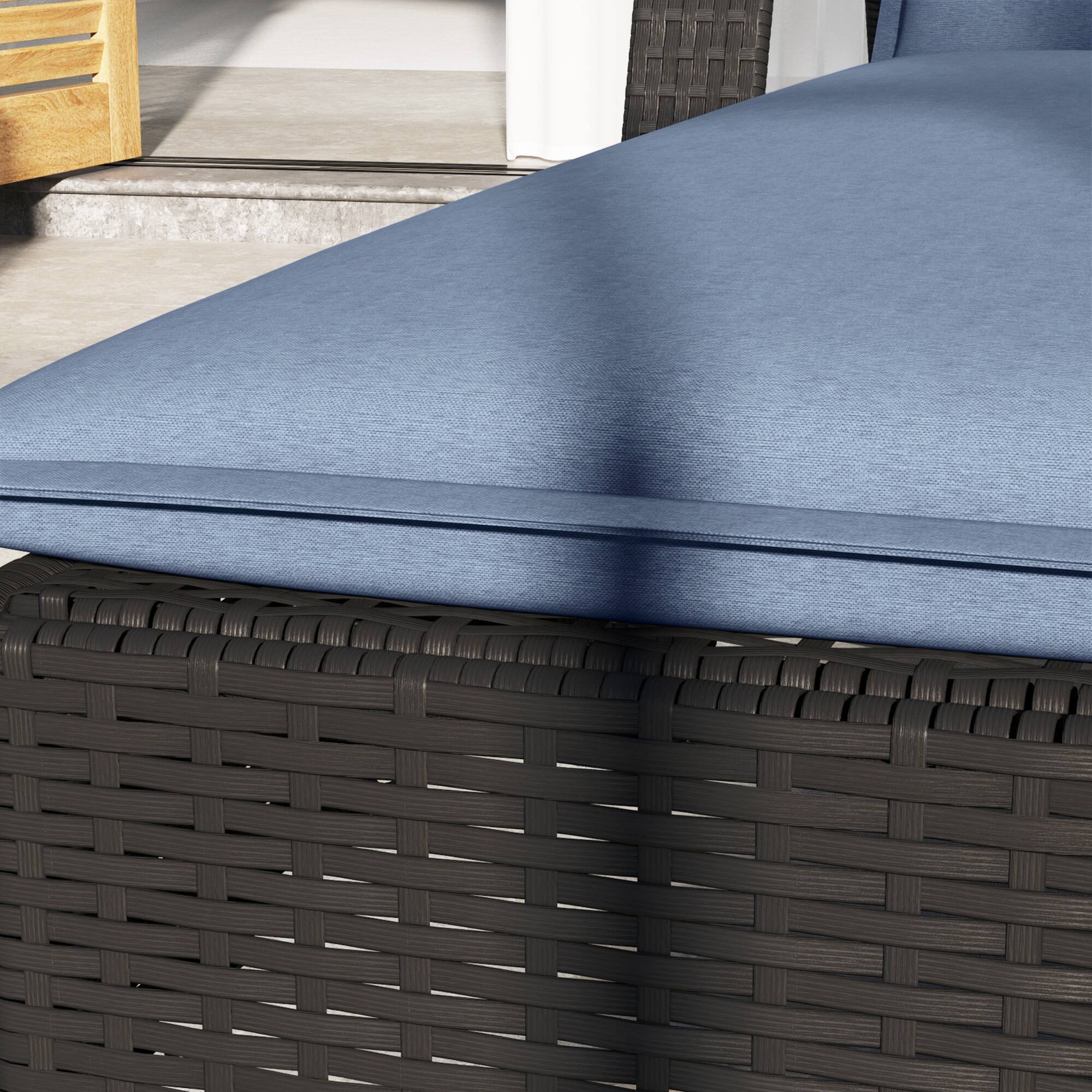 Alt View 8. Outsunny - Outdoor Lounge Chair Cushion Set of 2, UPF50+ 200gsm Fabric and 25D High-Density Foam, 76" x 23" - Blue.