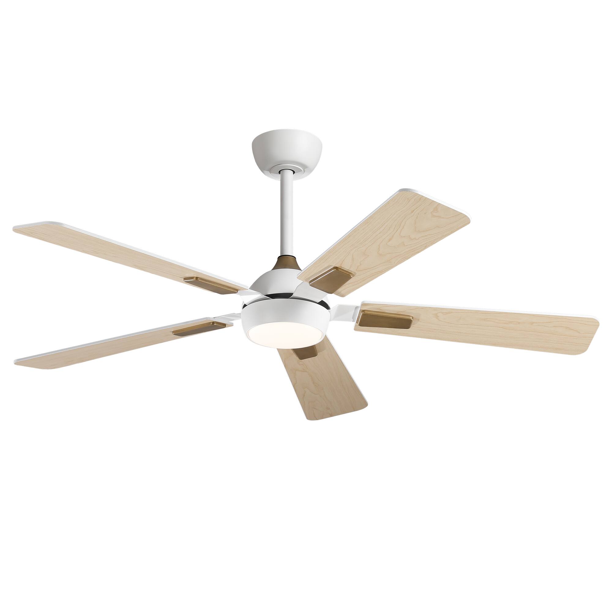 Alt View 8. Vaczon - 52 In. Modern Dimmable 3CCT LED Smart Ceiling Fan with Light, Remote and App Control, Double-Sided Blades, 6-Speed - White.