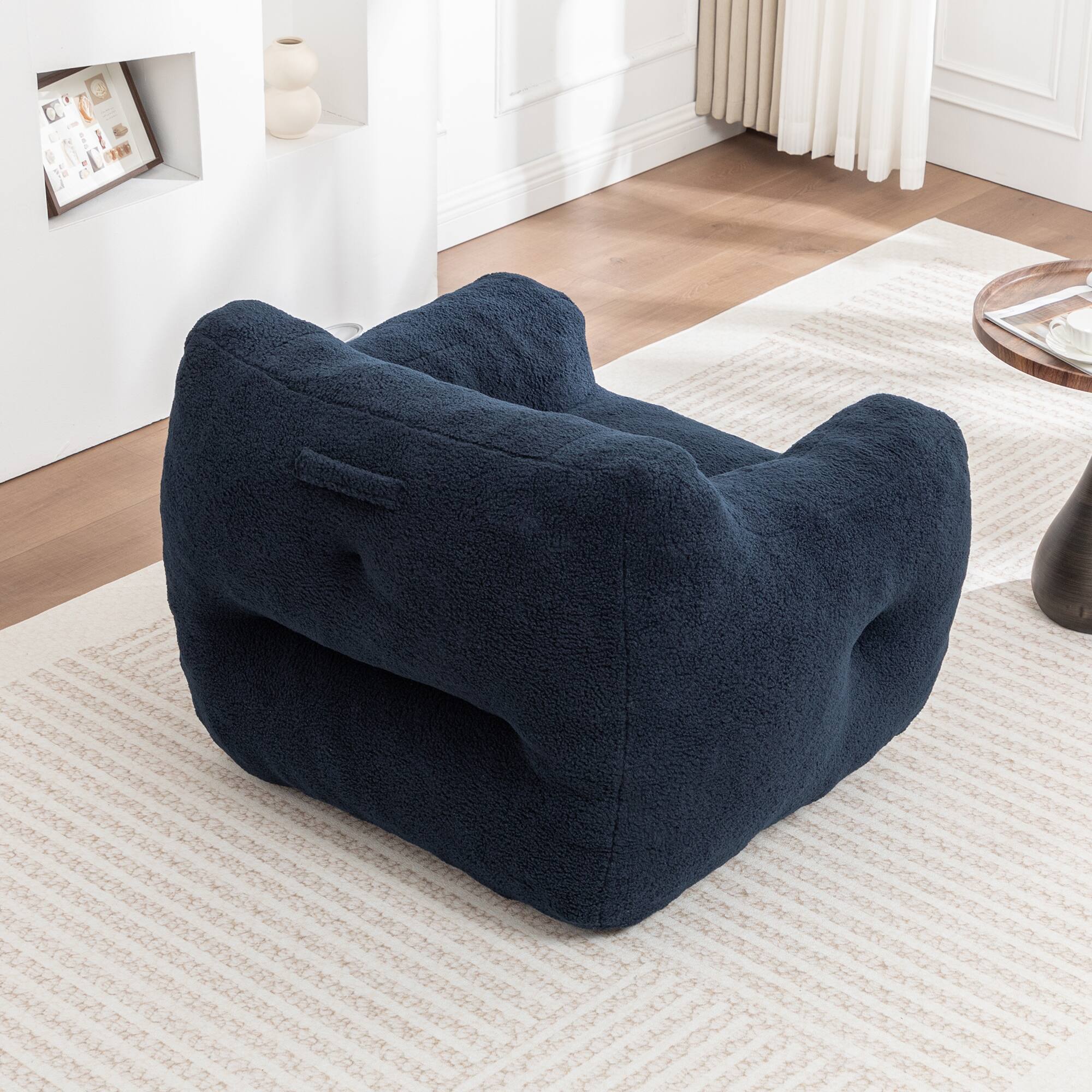 Alt View 6. GOODSILO - Bean Bag Sofa Chair with Armrests - Stuffed High-Density Foam, Lazy Comfy Chair for Adults, Living Room, Bedroom Reading - Dark Blue.