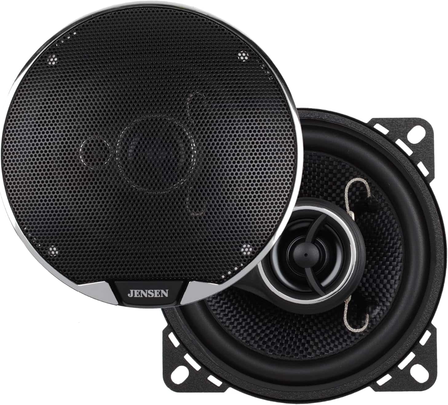 Jensen - APEX Power Series 4" 3-Way Premium Aramid Fiber Car Speakers (Pair) | 150 Watts Peak Power (35W RMS) Per Speaker - Black