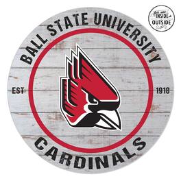 Jardine - Ball State Cardinals 20'' x 20'' Indoor/Outdoor Weathered Circle Sign - White
