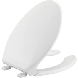 BEMIS - Elongated Open Front With Cover Commercial Plastic Toilet Seat with Top-Tite Hinge - White