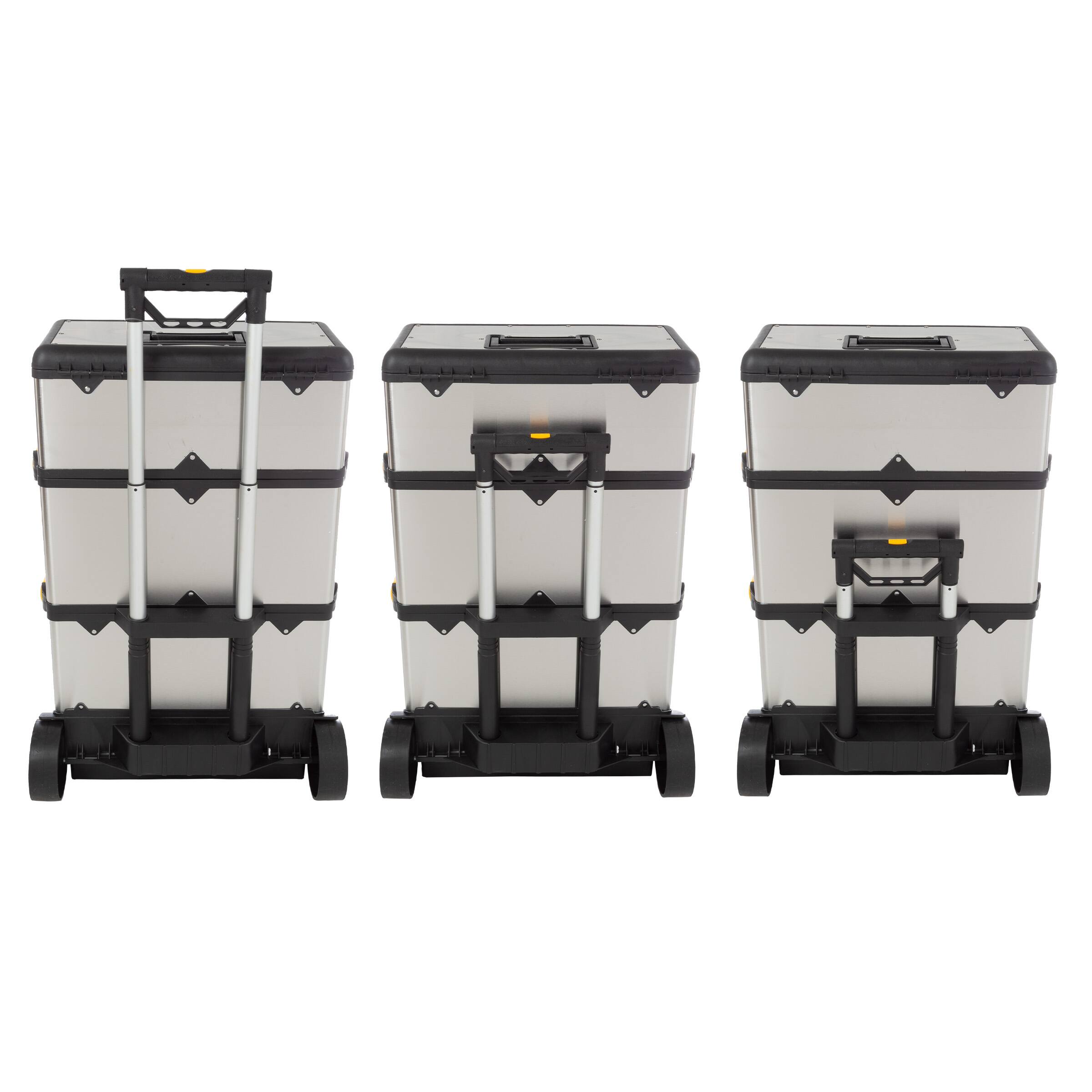 Alt View 1. Stalwart - 3-Part Metal Tool Box on Wheels - Alloy Steel.