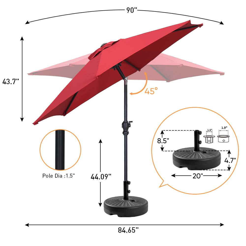 - 90"
- 43.7"
- 45°
- 8.5"
- 0
- 0
- 1.5"
- 1.9"
- 4.7"
- Pole Dia: 1.5"
- 44.09"
- 20"
- 84.65"