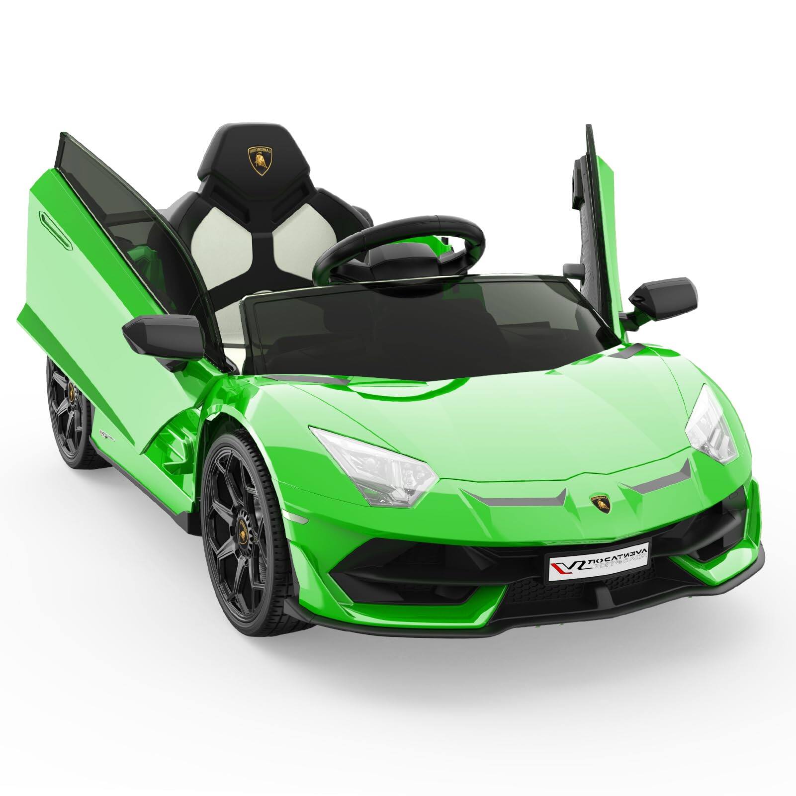 GARVEE - Licensed Lamborghini 12V Electric Ride-On Car, Parent Remote, 2-Speed Modes, LED Lights, Engine Sounds, Hydraulic Doors