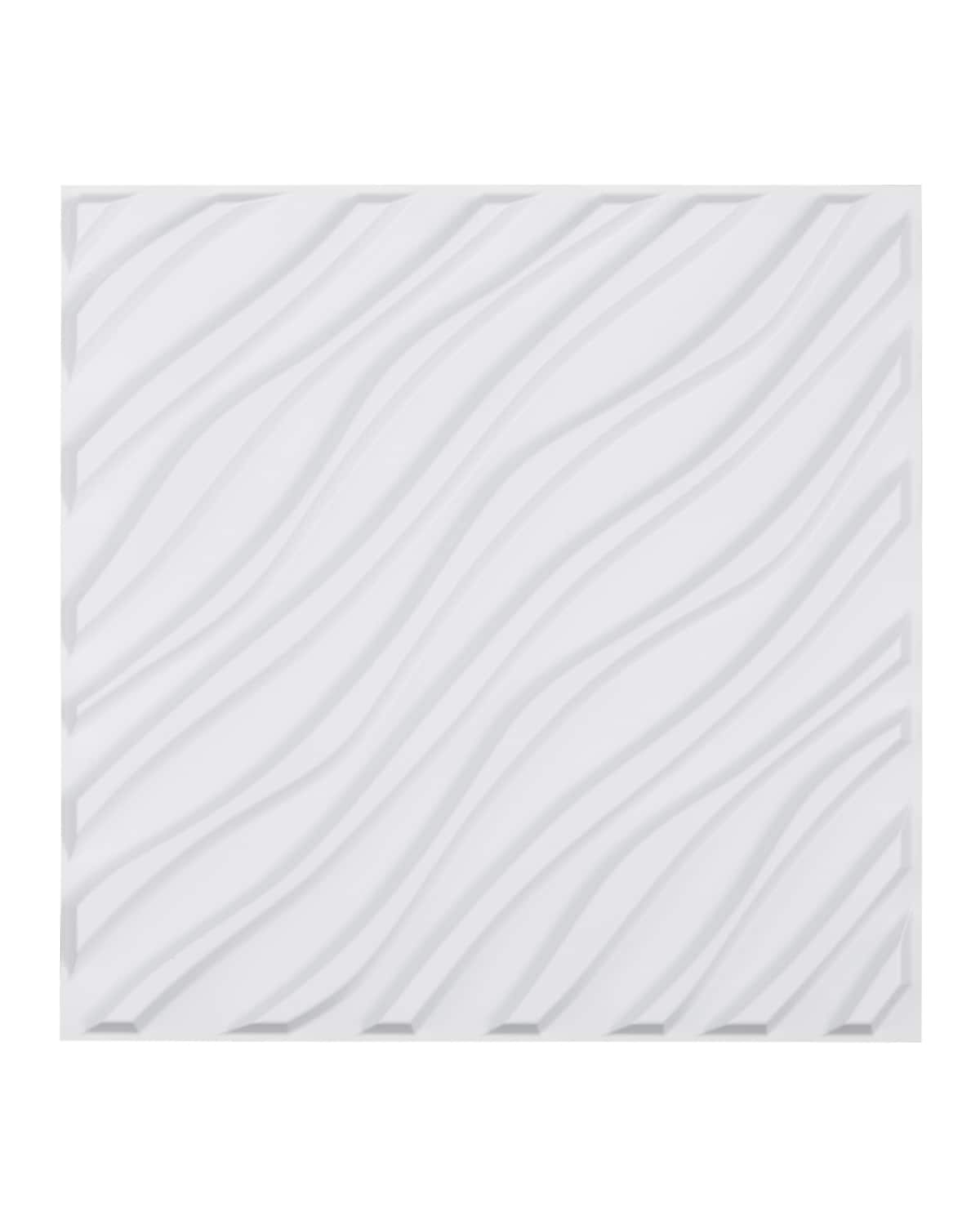 VEVOR - 3D Wall Panels, 12-Pack 19.7 x 19.7 in PVC Modern Art Minimalist Wave Tiles - White