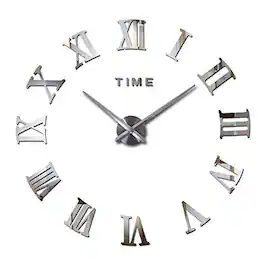 Comfort Essence - 3d Diy Mirror Surface Wall Clocks Room Decorative Watches 1.Modern Design,Luxury Decoration Effect, Large - Silver