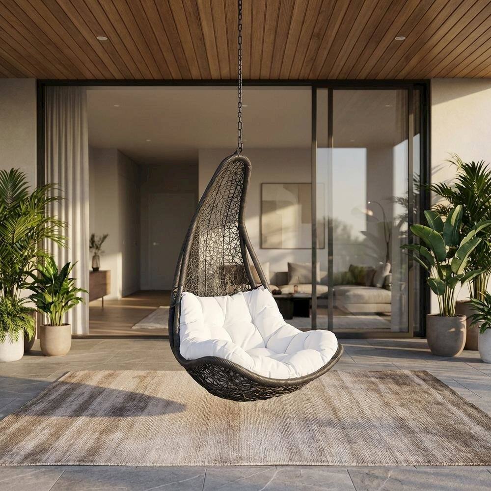 Angle. Outdoor Escape - Outdoor Patio Swing Chair Without Stand For Comfort And Relaxation - Gray.