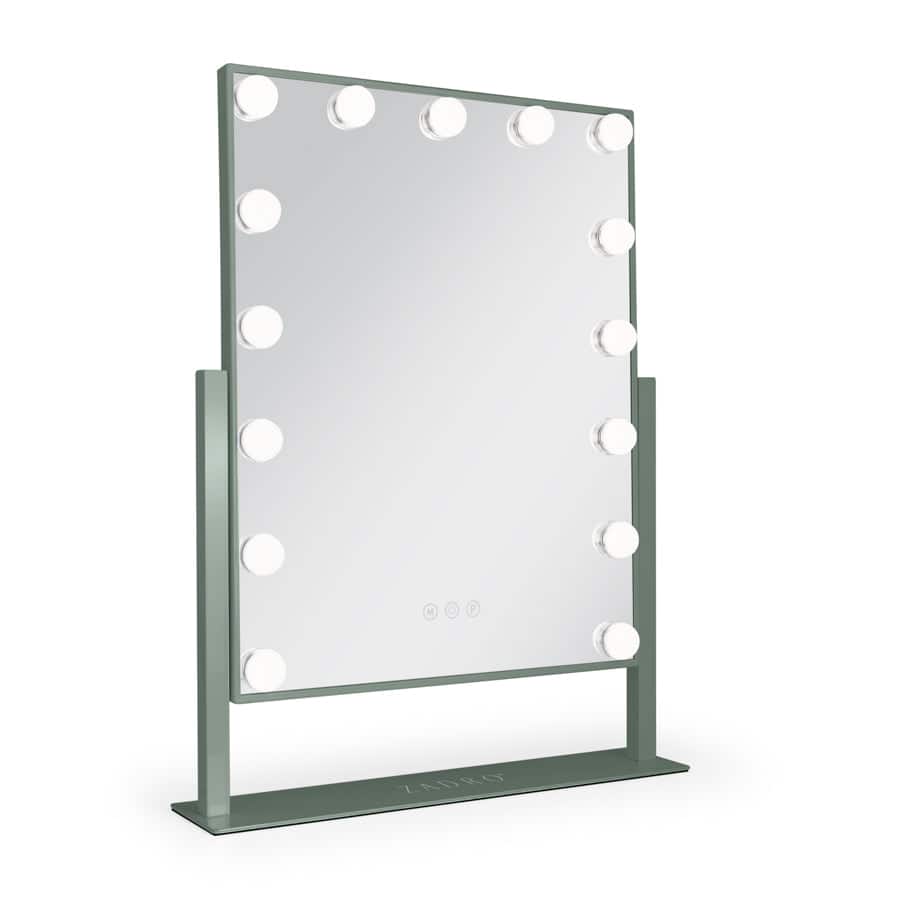 Zadro - Hollywood Makeup Mirror - 18" x 21" - 15 LED Light Bulbs with Dimmable Brightness - Dark Green