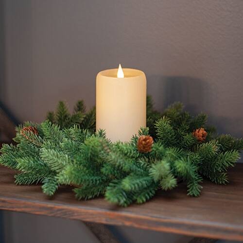 Left. BreeBe - Norfolk Island Pine Candle Ring 6" - Green.