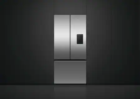 Front. Fisher & Paykel - 32 in. Wide Counter-Depth 18 cu. Ft. Smart French Door Refrigerator with Ice and Water - Stainless Steel.