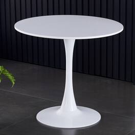 PexFix - 23.6" Minimalist Round Dining Table, Space-Saving Coffee Table for Kitchen & Living Room - White