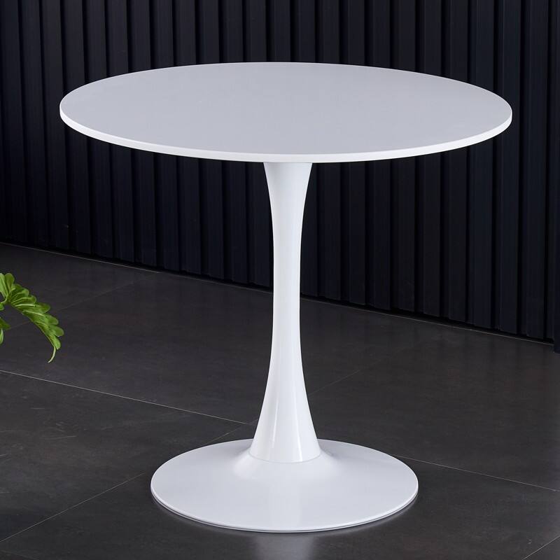 Front. PexFix - 23.6" Minimalist Round Dining Table, Space-Saving Coffee Table for Kitchen & Living Room - White.