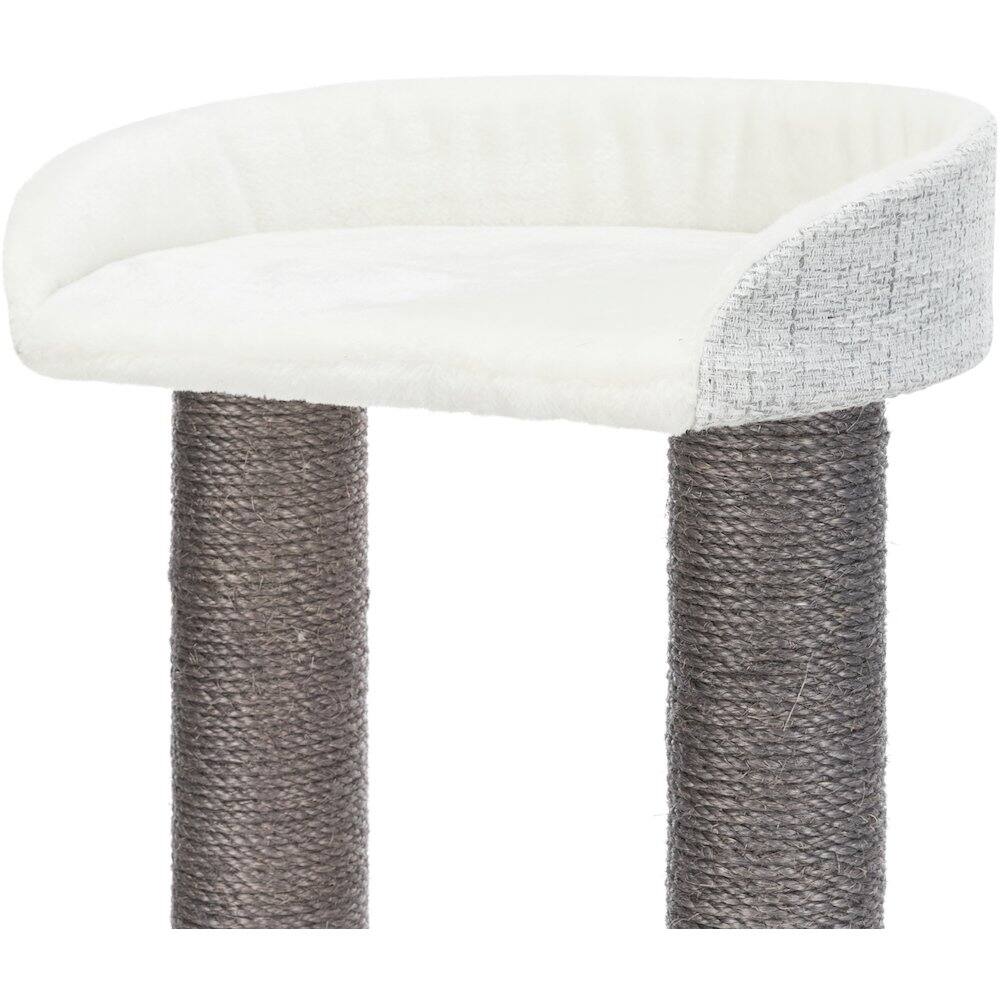 Alt View 4. TRIXIE - Pilar Plush & Sisal 3-Level 39.4" Cat Tower, Scratching Posts, Condo, Cat Toy - Gray.