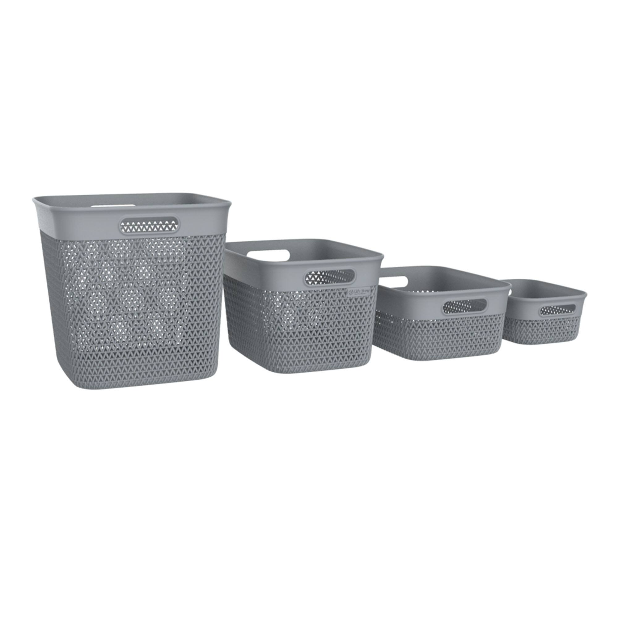 Alt View 5. Life Story - Life Story 4 Qt Decorative Storage Basket, Small Plastic Home Organizer, Gray - Gray.
