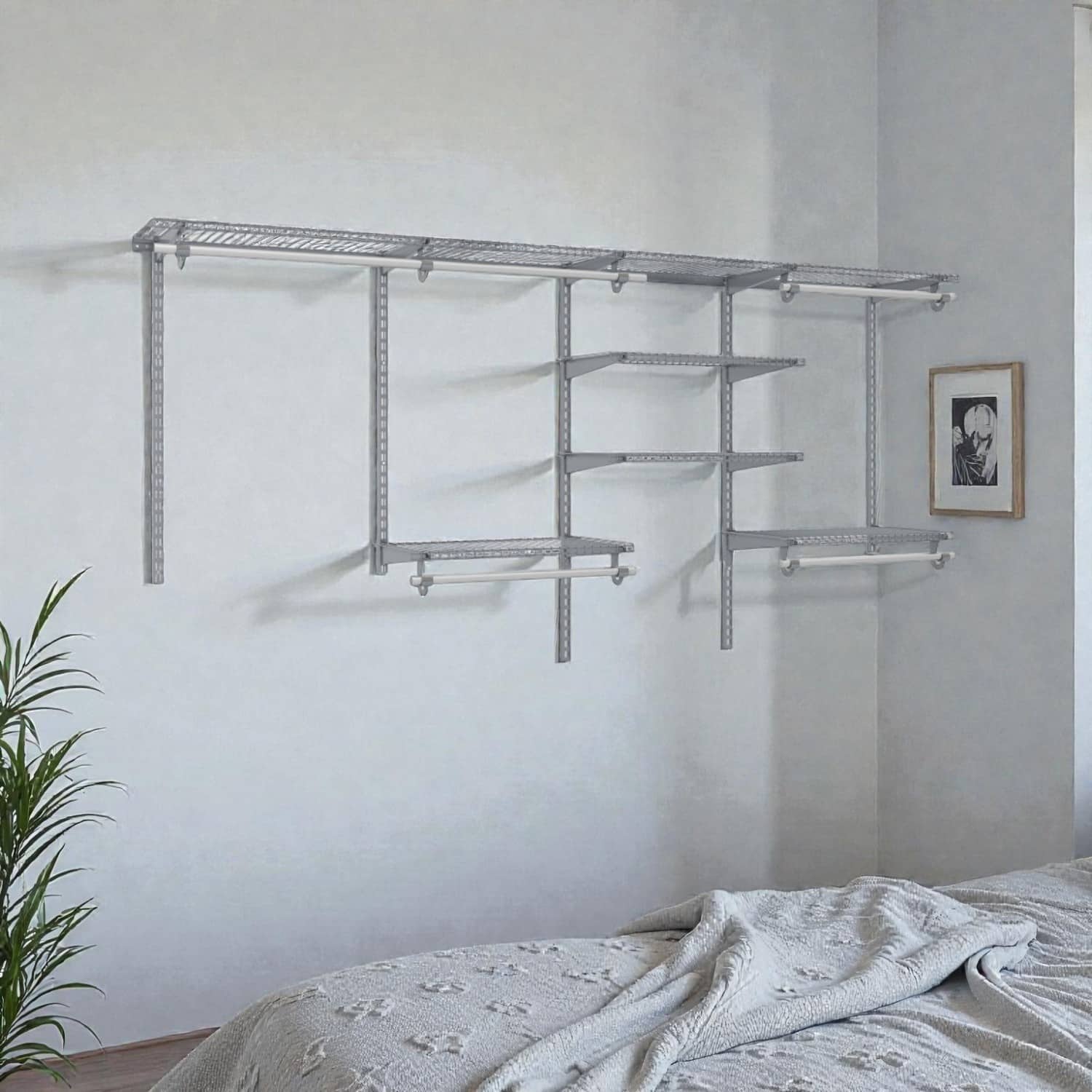 Hivvago - Flexible 4–8 Ft Clothing Organizer with Extendable Hanging Bar for Home Use - Gray