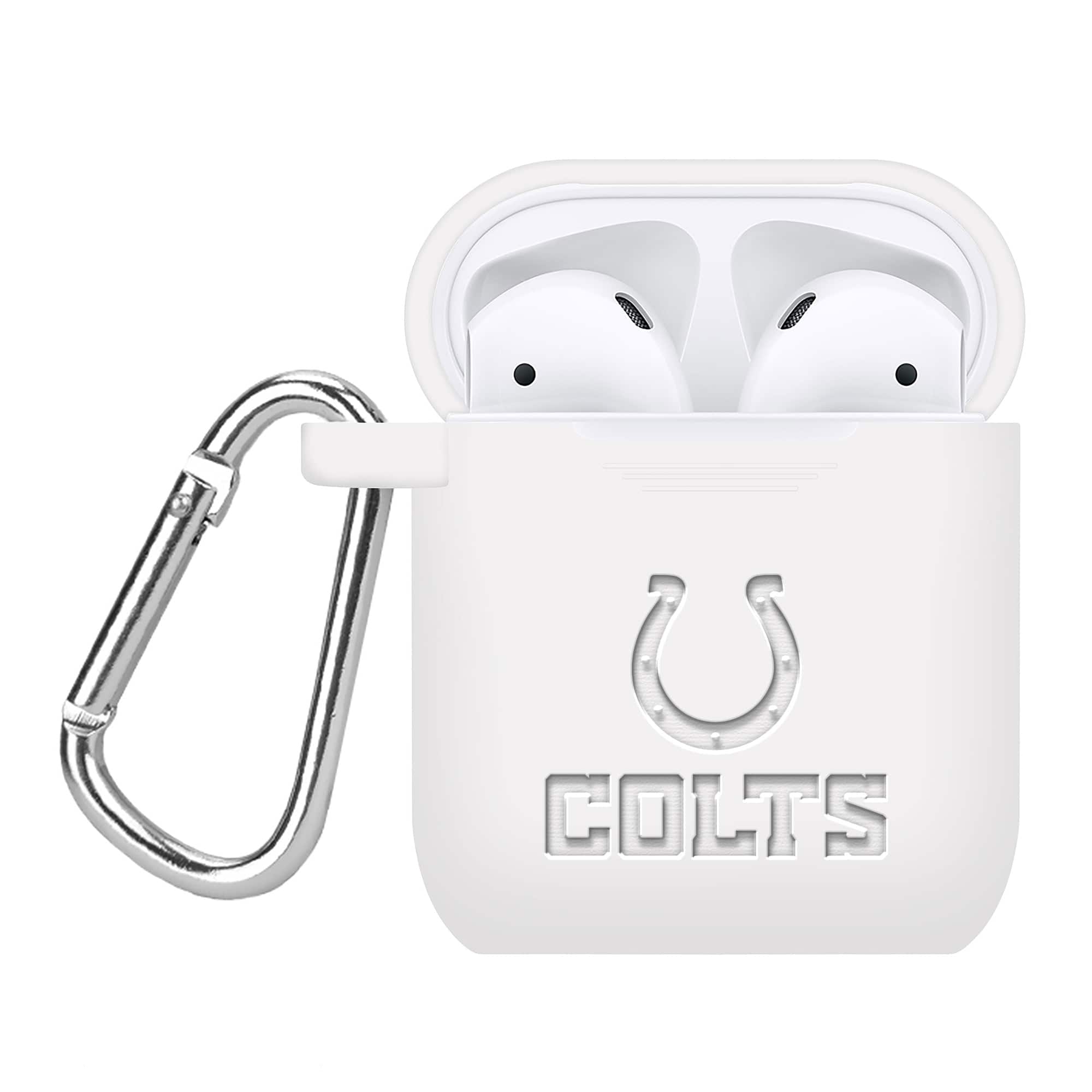 Front. Artinian - Indianapolis Colts Debossed Silicone AirPods Case Cover - Multicolor.