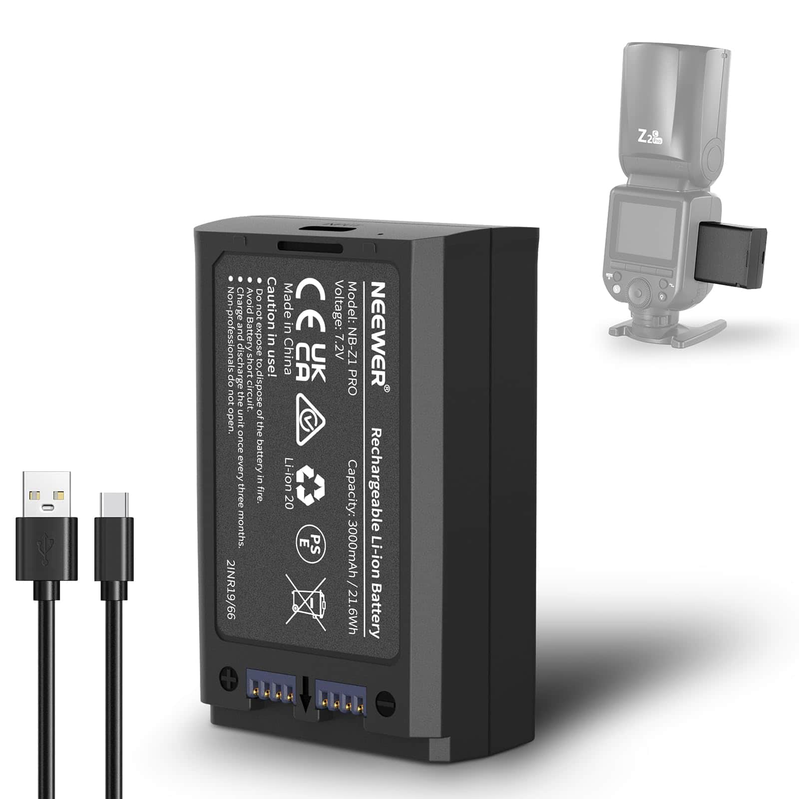 Neewer - 3000mAh Replacement Battery for Godox Z Series Flash, NB-Z1 PRO