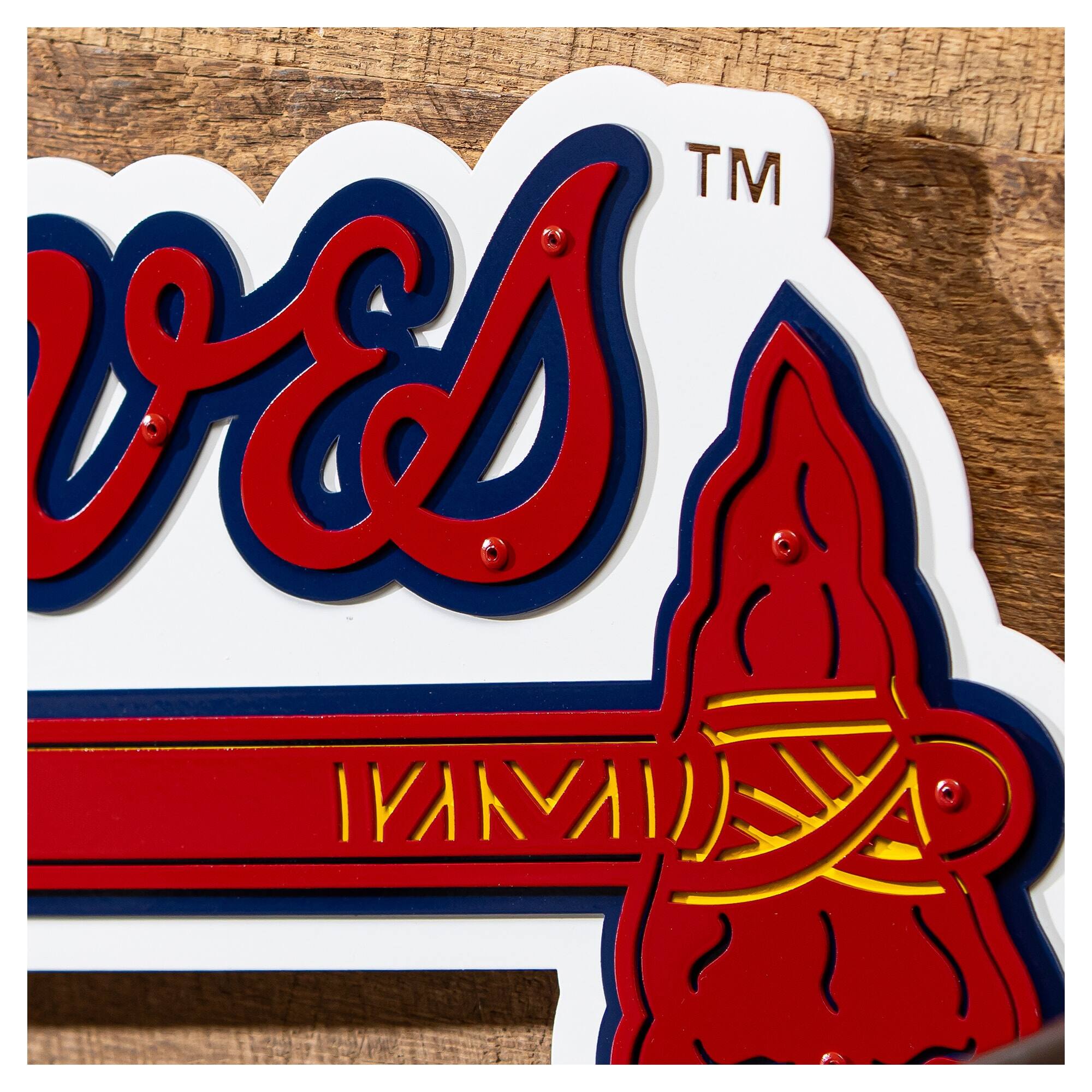 Alt View 2. Evergreen Enterprises - Atlanta Braves 23" Layered Metal Wall Art Sign - Multicolor.