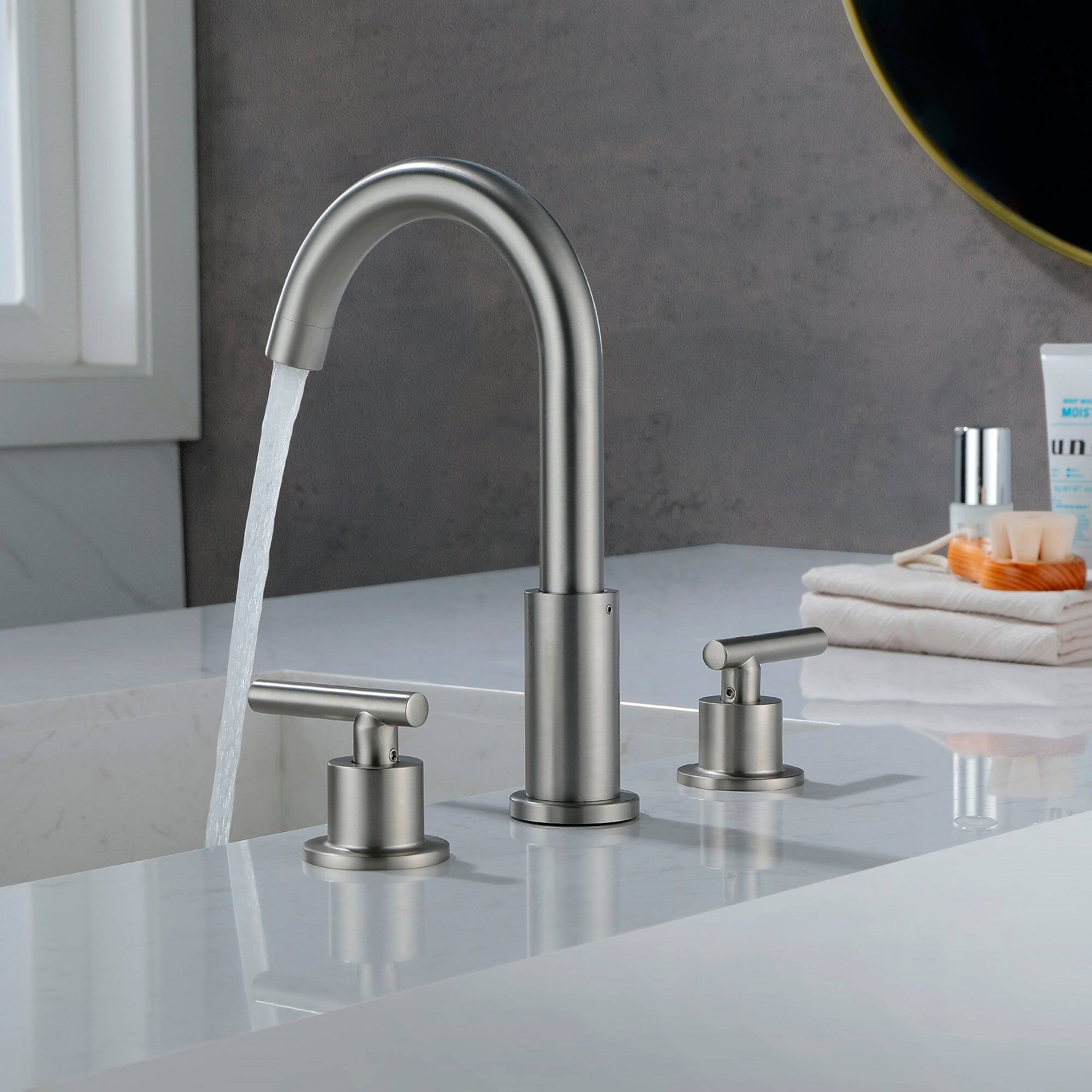 Alt View 9. Boyel Living - 8 in Widespread Double Handle 1.2 GPM Bathroom Faucet with Quick Connect Hose and Pop Up Drain in Brushed Nickel - Brushed Nickel.