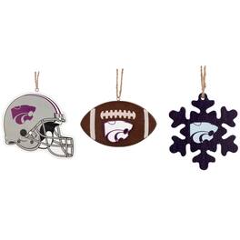 The Memory Company - Kansas State Wildcats Three-Pack Helmet, Football & Snowflake Ornament Set - Multicolor