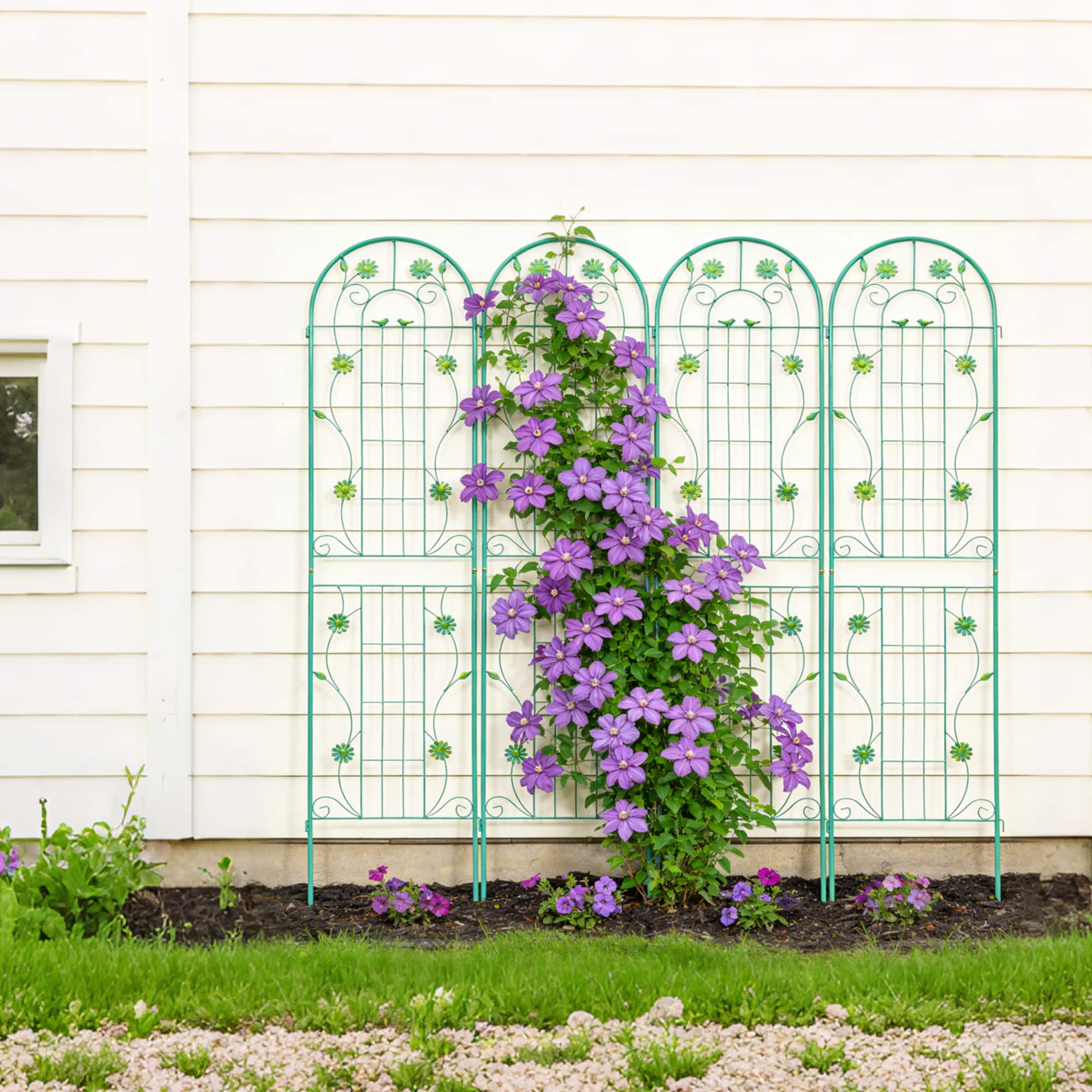 Loheer - 4 Pack 7.2 ft x 1.6 ft Metal Garden Trellis for Climbing Plants - Green price history on PriceWatchPro