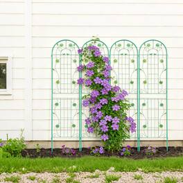 Loheer - 4 Pack 7.2 ft x 1.6 ft Metal Garden Trellis for Climbing Plants - Green