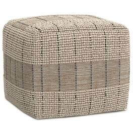 Simpli Home - Elmer 18 inch Wide Square Pouf in Natural and Grey Handwoven Jute and Cotton - Natural/Grey