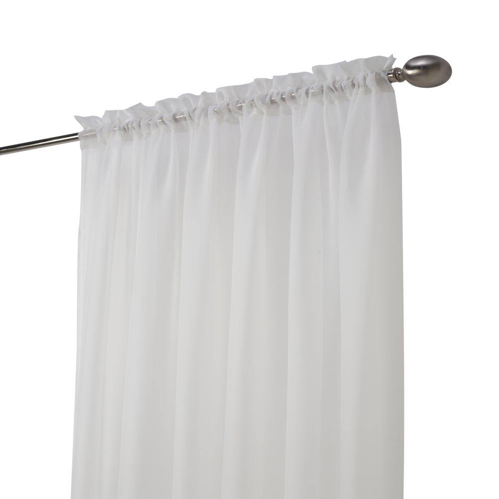 Left. Commonwealth Home Fashions - Habitat Rhapsody Voile Sheer Rod Pocket Light Filtering style Allows Natural Light Flow Curtain Panel 104" x 63" Shell - Eggshell.