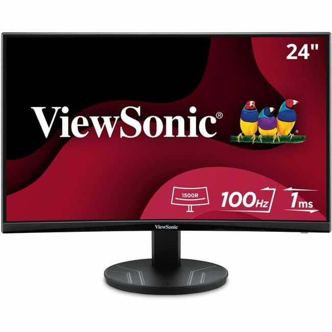 ViewSonic - VA2416C 24 Inch Full HD 1080p Frameless Curved Monitor with Variable Refresh Rate, Eye Care, HDMI, and Display - Black - Front_Zoom