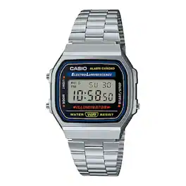 Casio - Vintage Digital Stainless Steel Bracelet Watch A-168WA-1Q - Silver