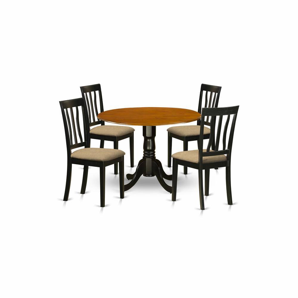 Back. East West Furniture - DLAN5-BCH-C Dining set - 5 Pcs with 4 Wooden Chairs - Black & Cherry.