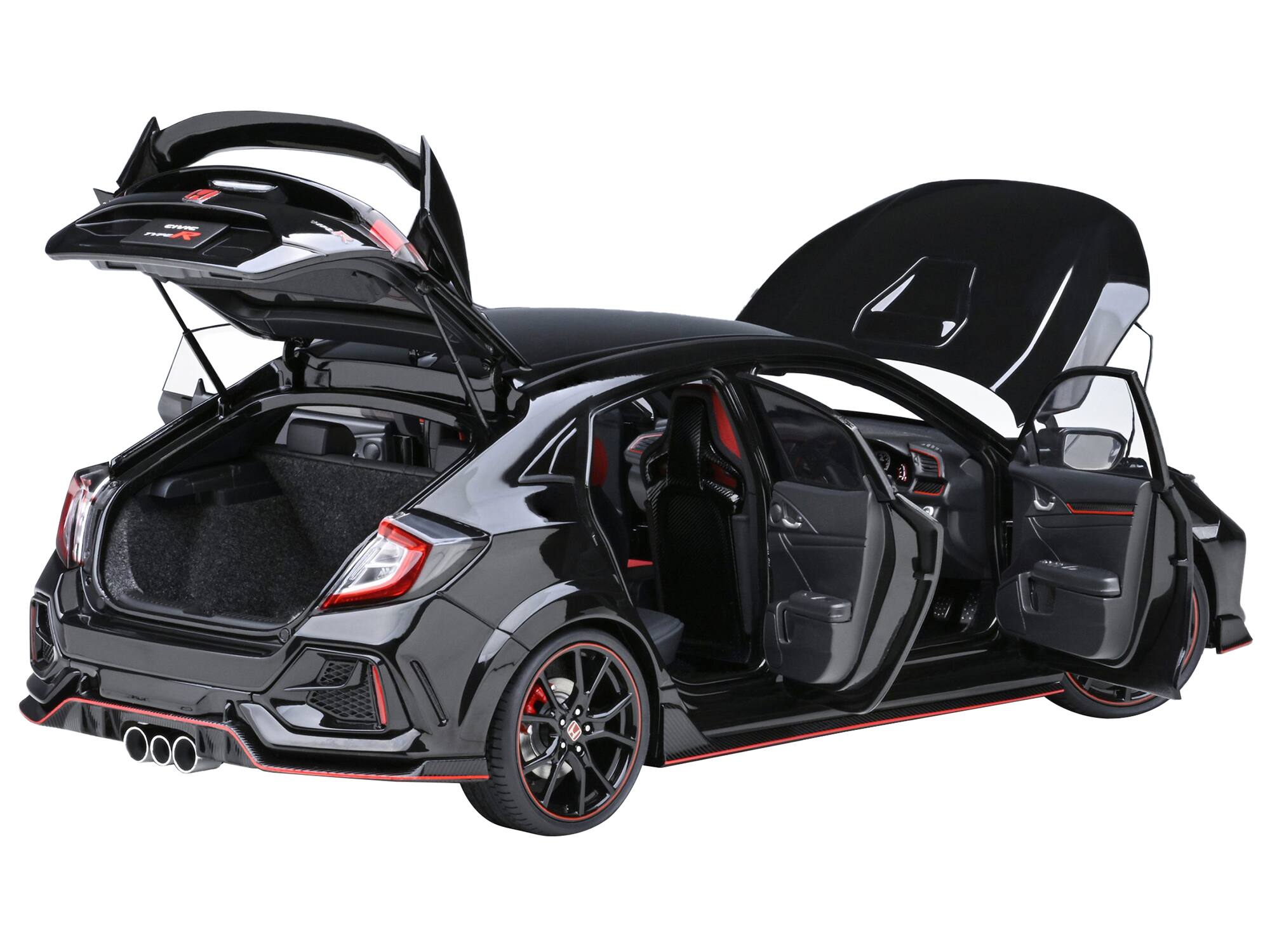 Alt View 1. Autoart - 2021 Honda Civic Type R (FK8) RHD (Right Hand Drive) Crystal Black Pearl 1/18 Model Car by Autoart.
