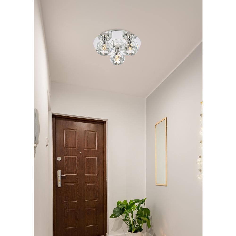 Left. Elegant Lighting - Graham 3 Light Ceiling Lamp in Chrome - Chrome And Clear.