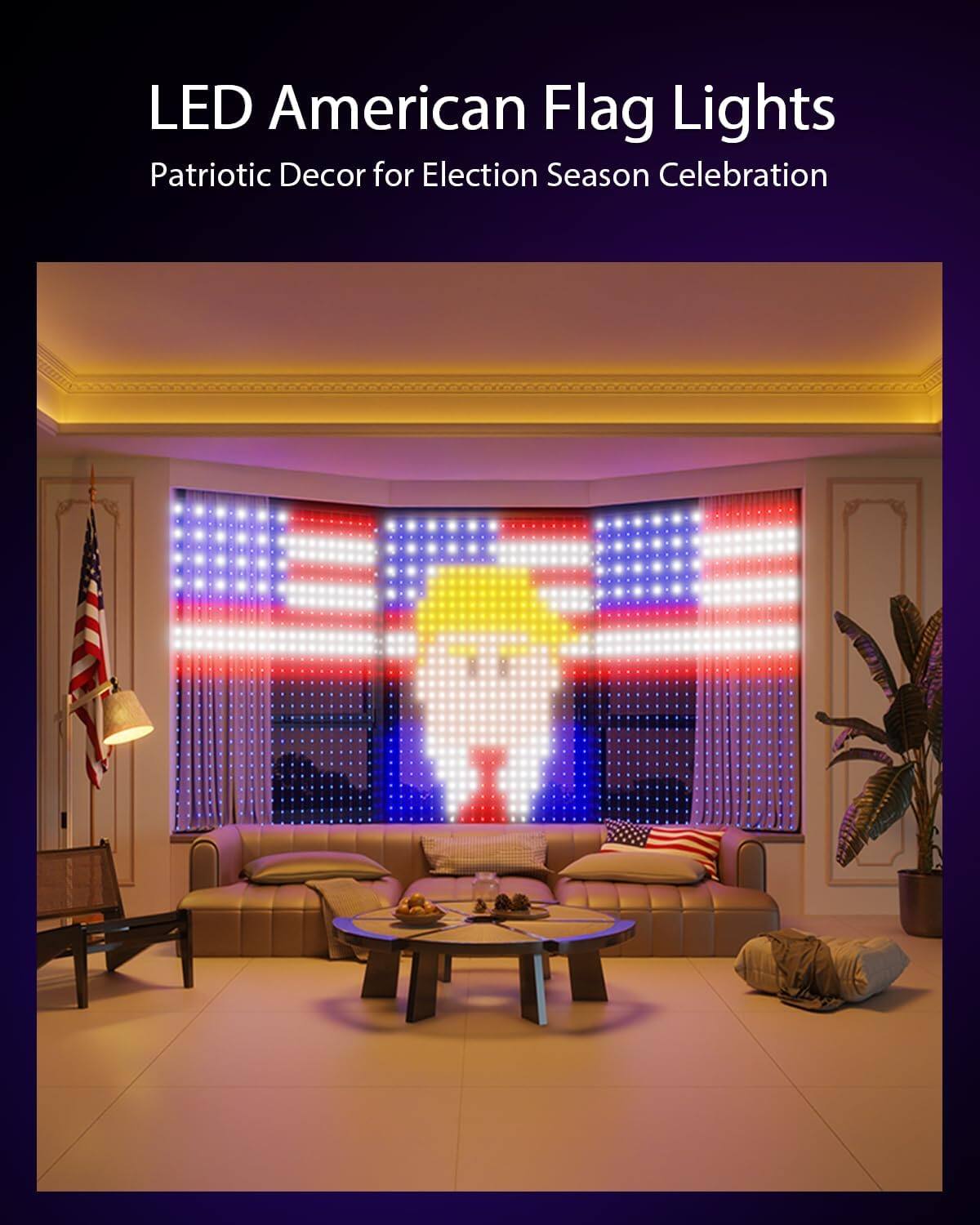 LED American Flag Lights  
Patriotic Decor for Election Season Celebration