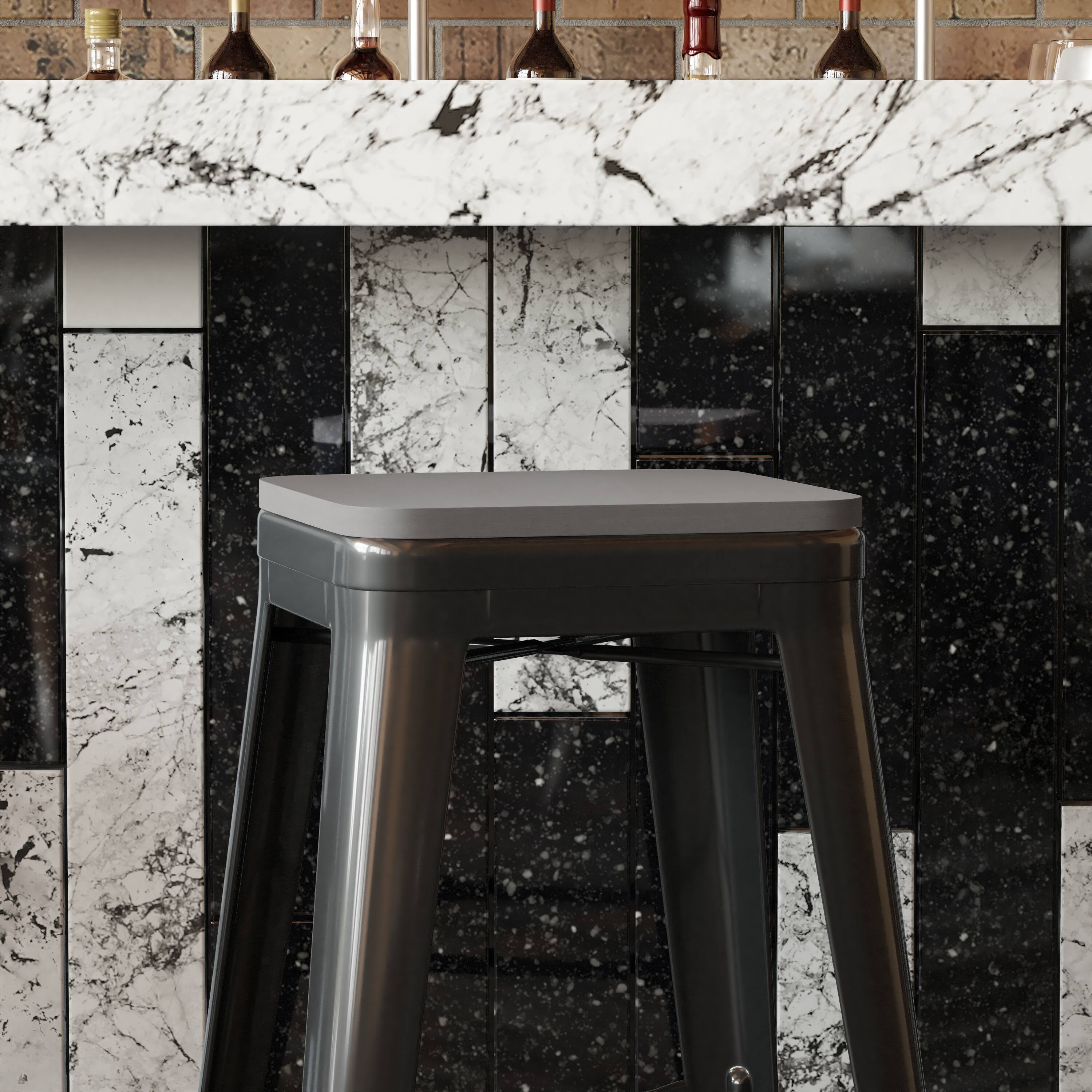 Alt View 4. Emma + Oliver - Stryde All-Weather Durable Polyresin Seat for Colorful Metal Dining Chairs, Counter Stools and Bar Stools - Gray.